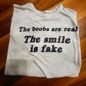 Adult novelty tee, white, size L. Very soft!